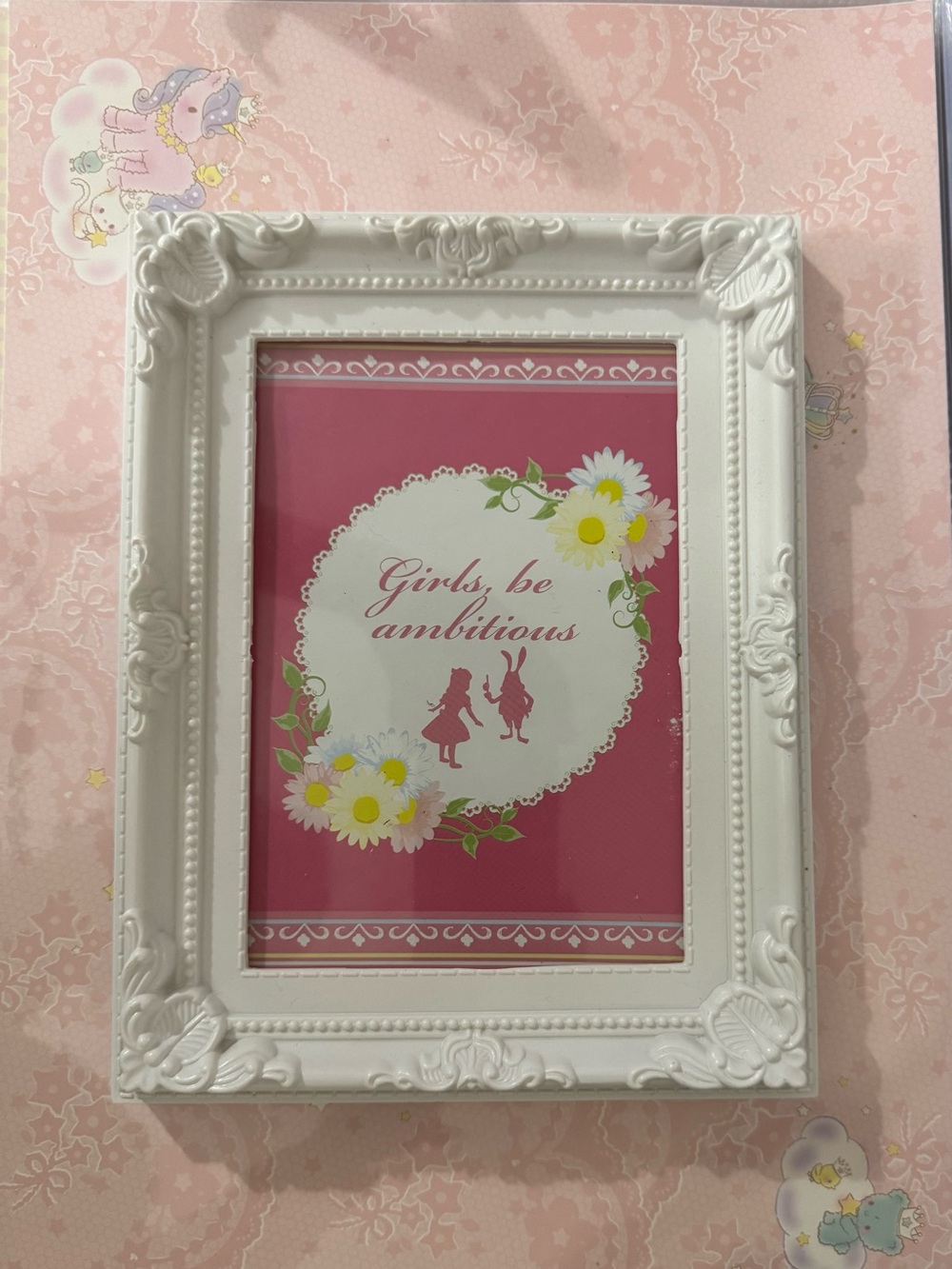 White Ornate Picture Frame with Pink Artwork - Home Accents